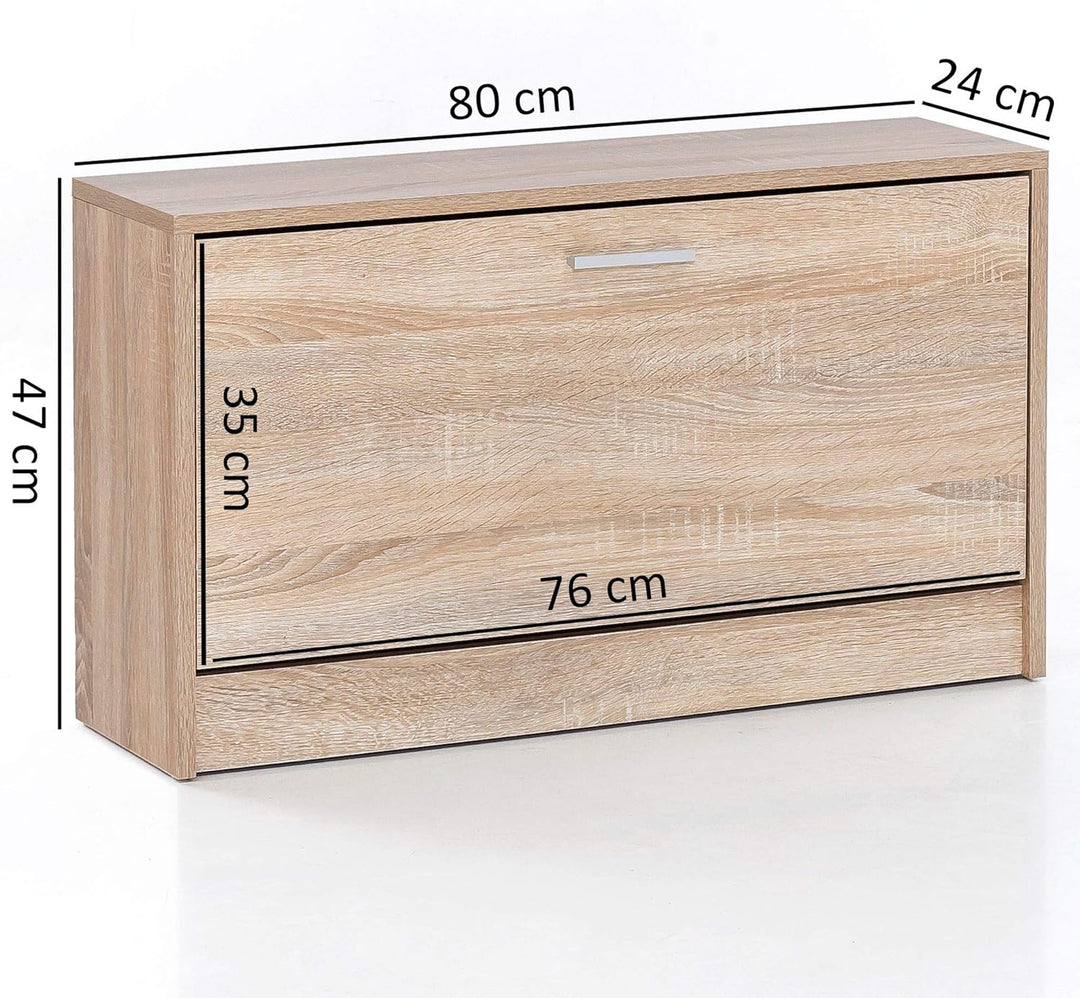 Holz Schuhkipper Bank: Kippfächer, Verstellbarer Einlegeboden, Melaminharzbeschichtung Farbe: Beige,