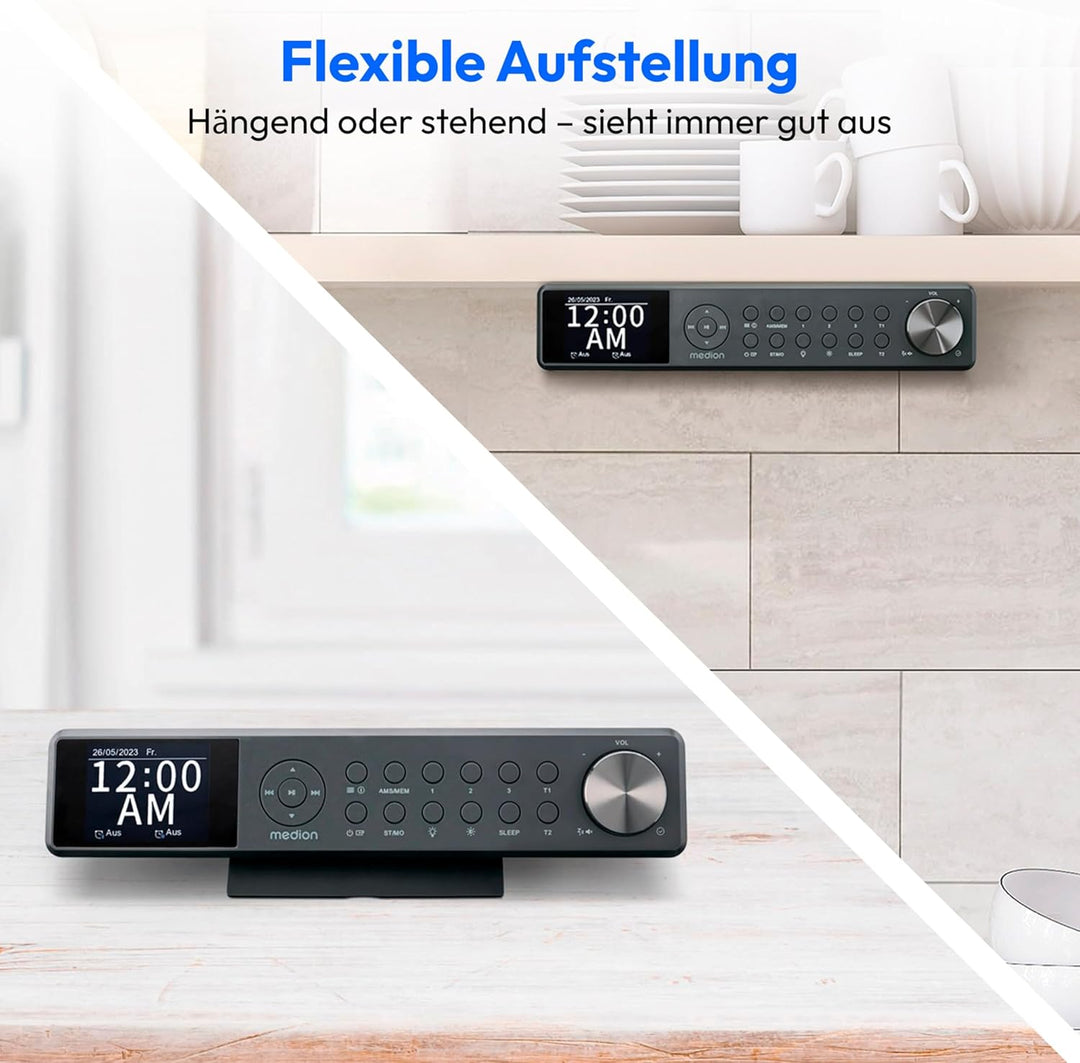 MEDION P66750 Küchen Unterbauradio (DAB+ Küchenradio, PLL UKW Radio, dimmbares TFT Farbdisplay, Koch