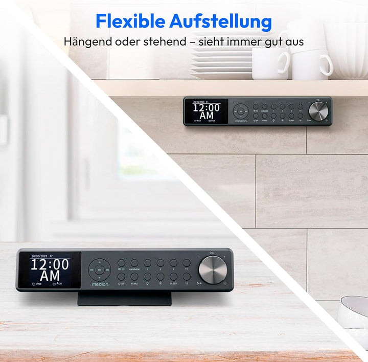 MEDION P66750 Küchen Unterbauradio (DAB+ Küchenradio, PLL UKW Radio, dimmbares TFT Farbdisplay, Koch