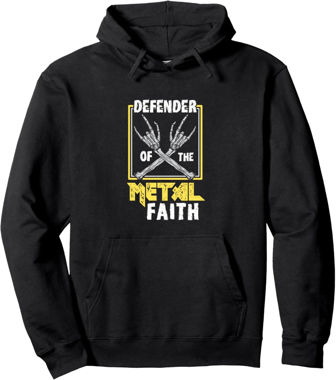 Heavy Metal Defender of the Faith Horns Up Vintage Pullover Hoodie