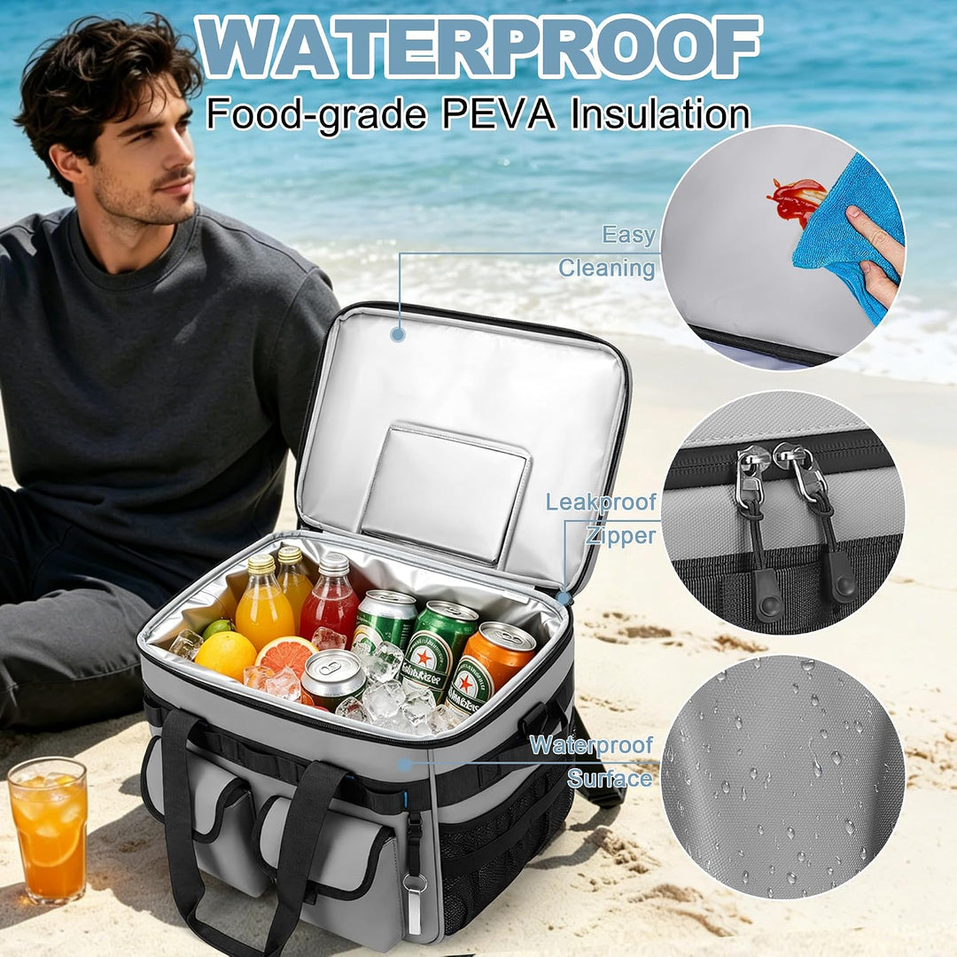 Kühltasche Gross, 40L Grosse Isolierte Kühlbox Faltbar, wasserdichte Tragbare Auslaufsichere Thermot
