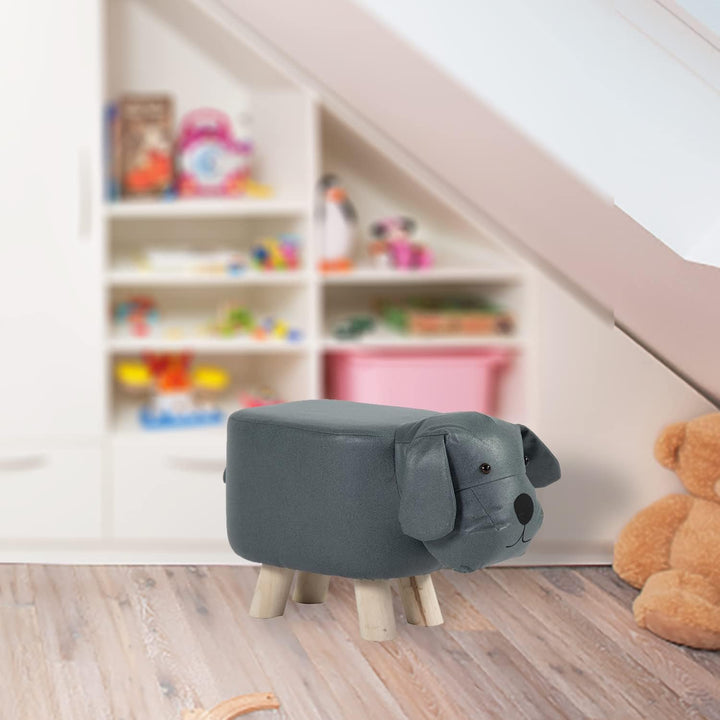 colourliving Tierhocker Hund Kinderhocker Tier Hocker Holz Kinder Sitzhocker Hund (blau-grau), Blau-