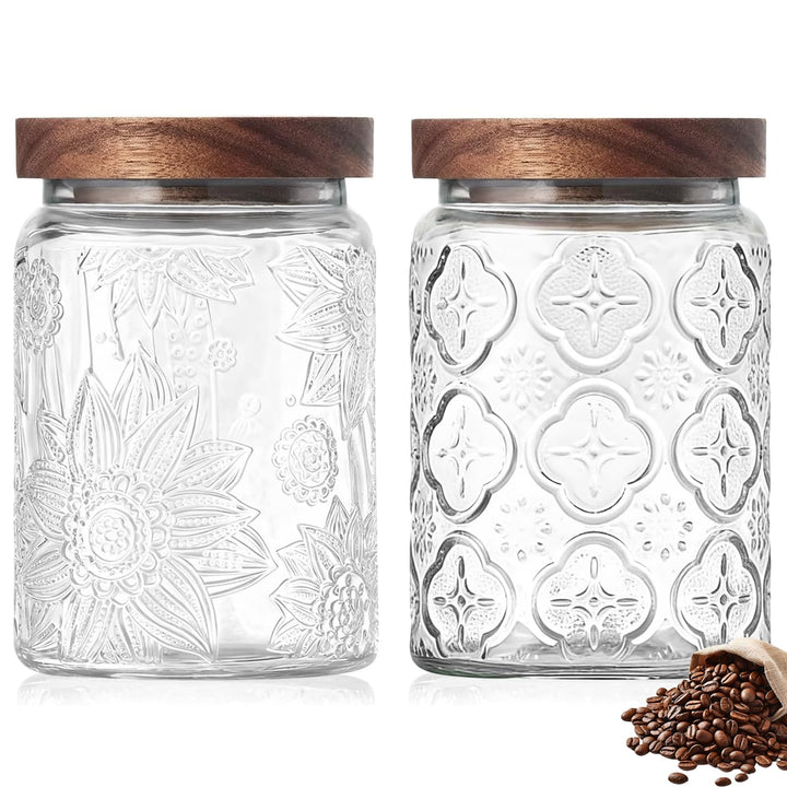 700ML Vintage Glasbehälter mit Deckel, 2er Set Vorratsdosen mit Deckel Luftdicht Glas Aufbewahrungsd