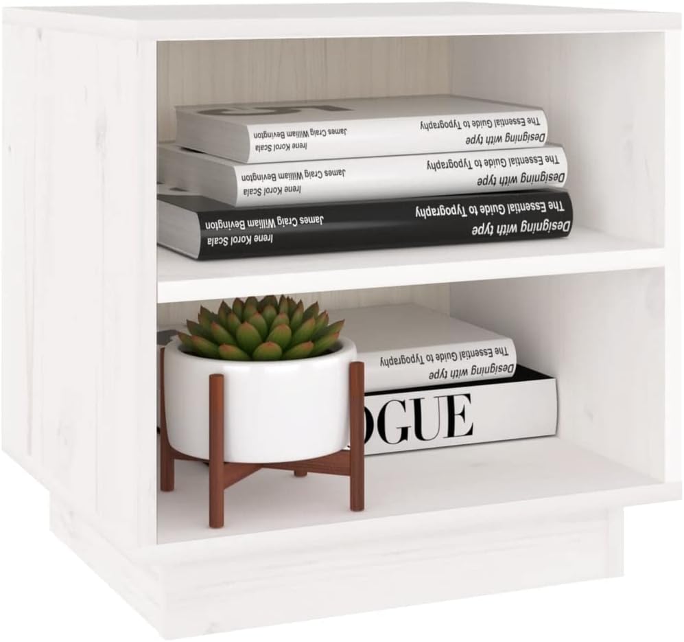 Bedside Table Nachtkonsole Beistelltisch mit Stauraum Night Stand Nachttisch Weiss 40x34x40 cm Massi