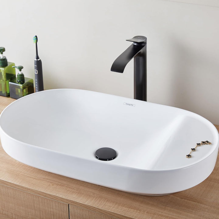 hansgrohe Ablaufgarnitur nicht verschliessbar für Waschbecken, Mattschwarz Matt-schwarz, Matt-schwar