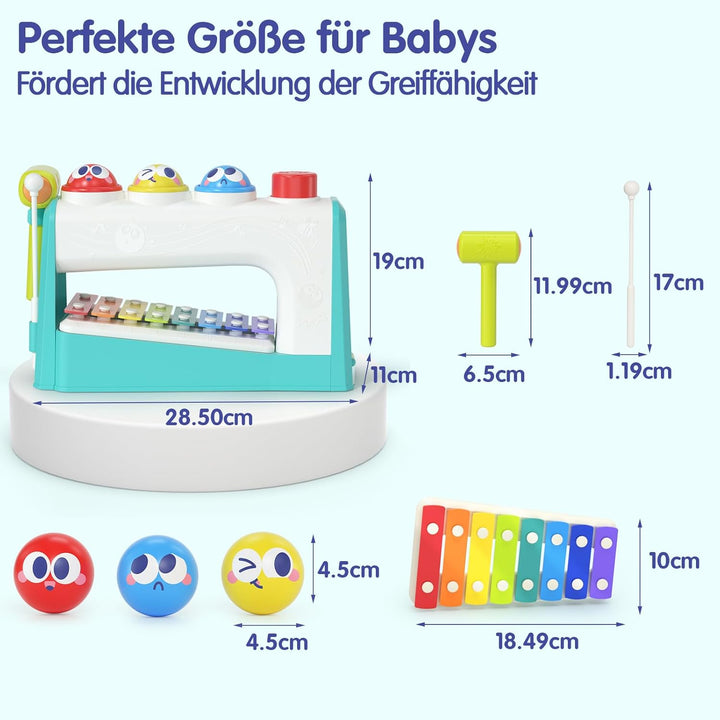 HOLA Spielzeug ab 1 Jahr, Hammerspiel Xylophon Kinderspielzeug ab 1-2 Jahre Baby Geschenk für 1 Jahr