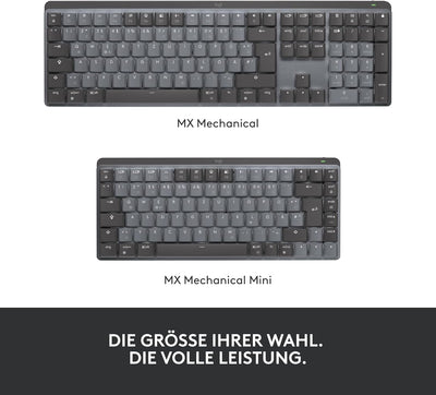 Logitech MX Mechanische kabellose Mini-Tastatur mit Beleuchtung, Taktile leise Tasten, Hintergrundbe