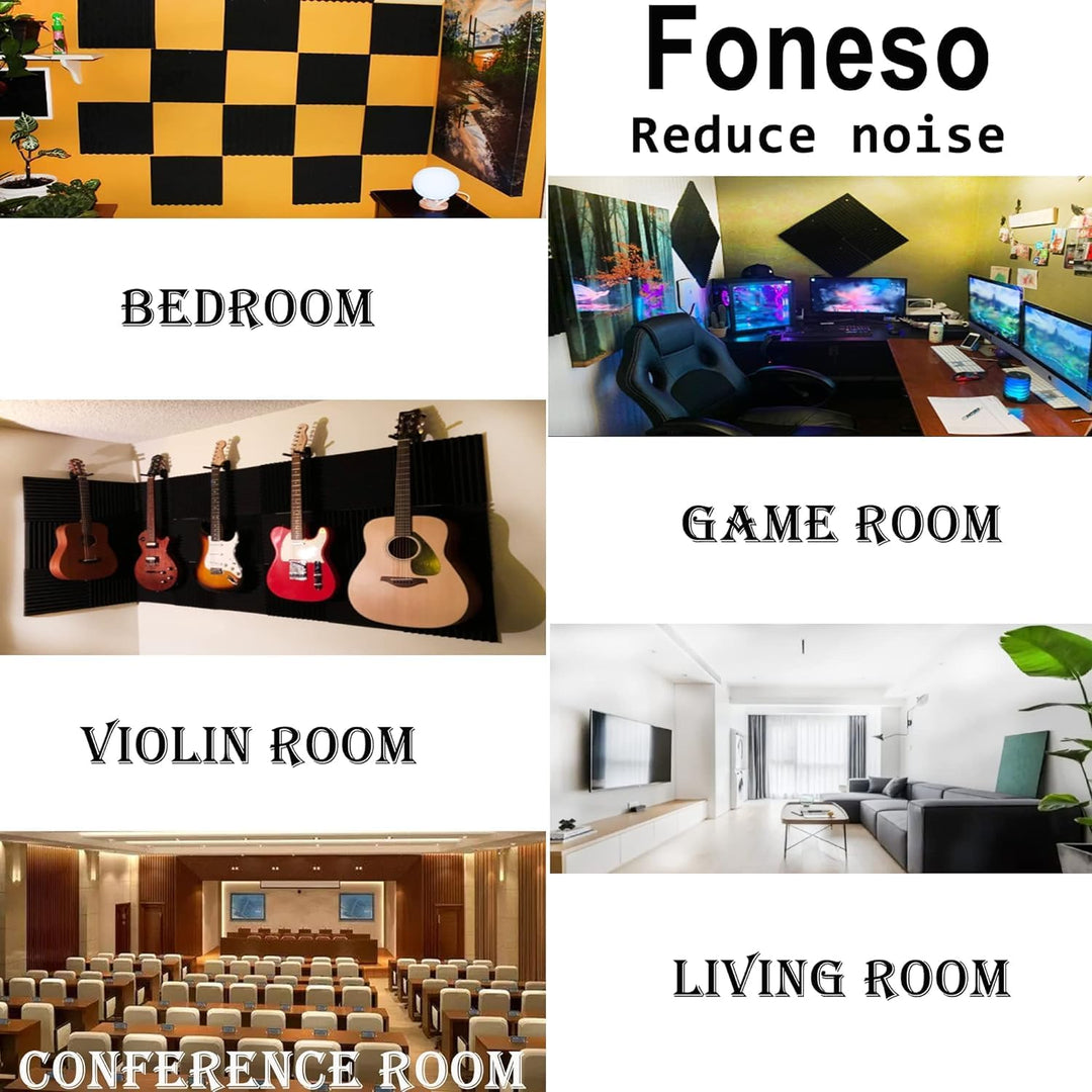 Foneso Akustikschaumstoff, 30x30x5 cm（Dichte:25kg/m³） Schalldämmung, Akustikpaneele,3D Hochdichte Sc