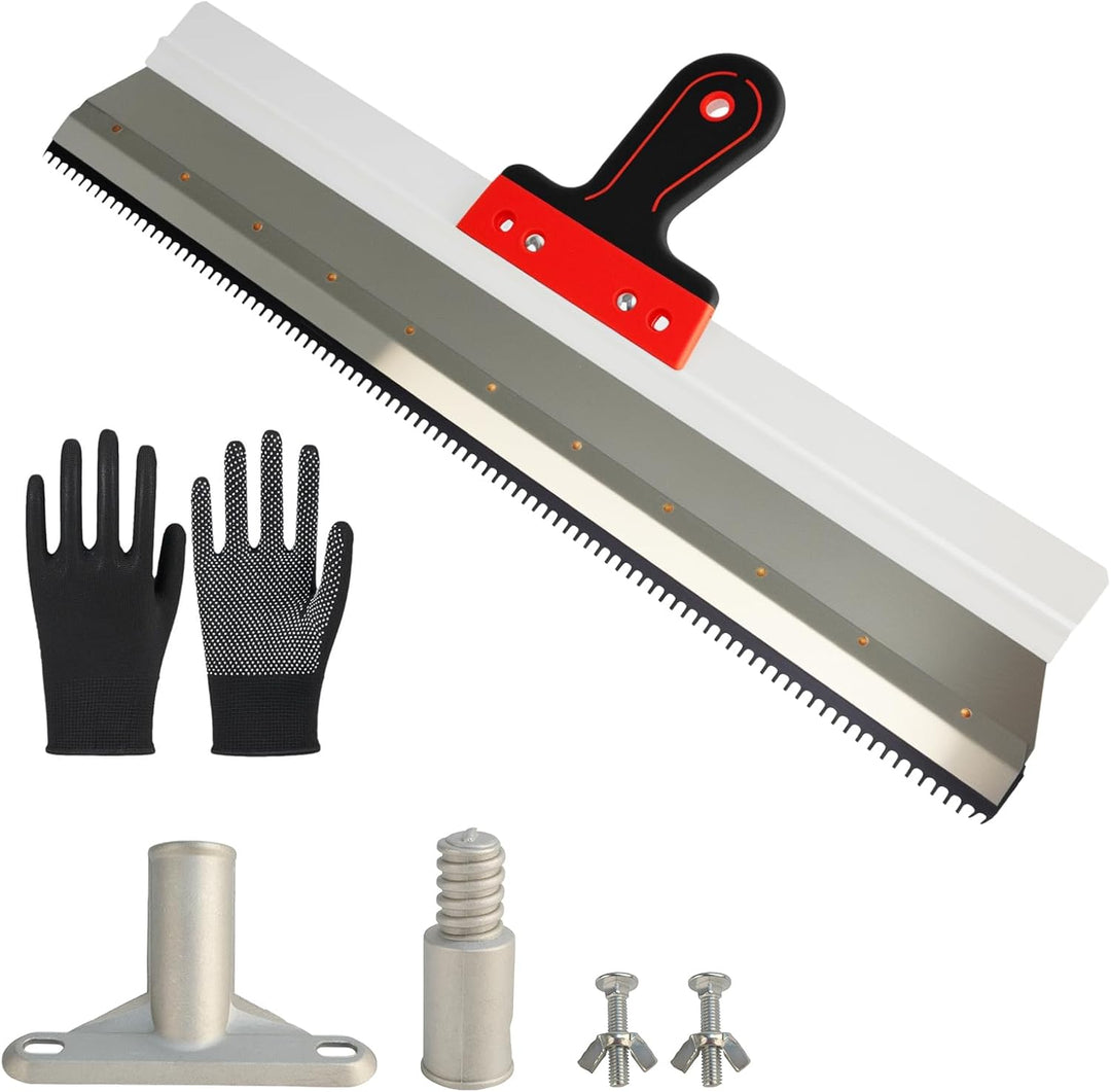 Flächenspachtel mit Stielhalter, Zahnspachtel tehrakel Gezahnt 56cm, Grossflächenrakel Trockenbau Sp