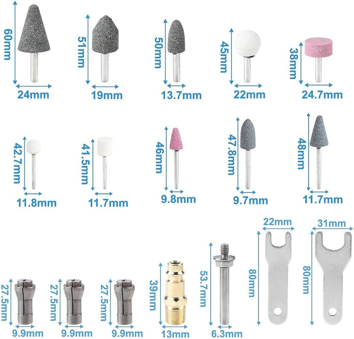 Druckluft Schleifer,Luftschleifer,Stabschleifer Druckluft,40pcs Druckluftschleifer Set,90-Grad-Biegu