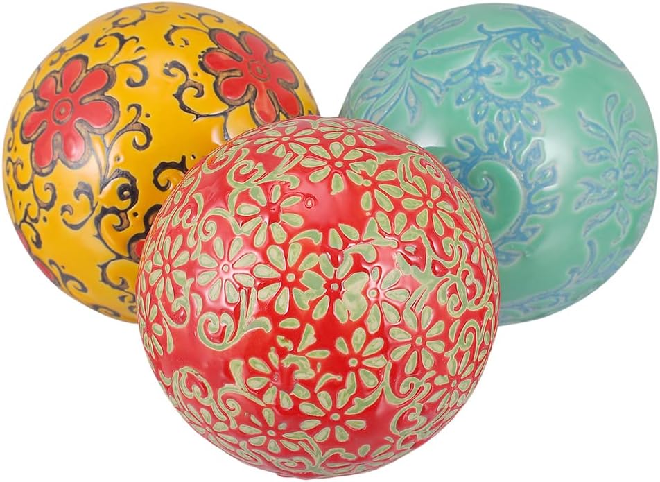 Veemoon 3Pcs Schwimmkugeln Keramik Porzellan Schwimmkugeln Teich Garten Balkon Teiche Deko Party Zub