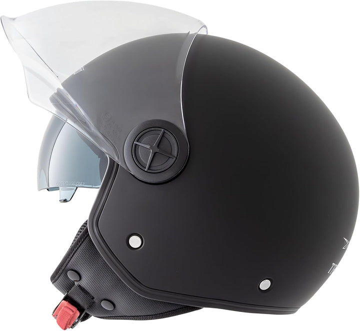 A-Pro Motorradhelm Motorrad Roller Jet Helm Innensonnenblende Viser Schwarz Matt XS, 53-54 cm ( XS)