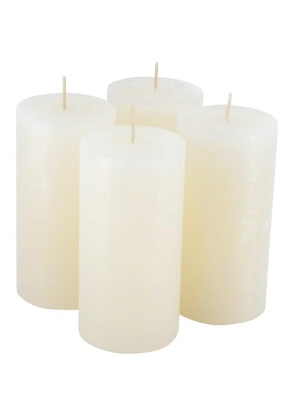 Rustikale Stumpenkerzen – 4 Stück - Wachskerzen/Rustickerzen/Adventskerzen Weihnachten (Wollweiss, G