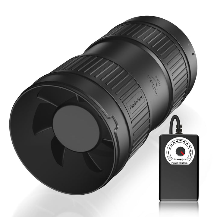 FanGoFast 100mm Rohrventilator 221m³/h Rohrlüfter Regelbar Schwarz Abluftventilator mit EU-Stecker L