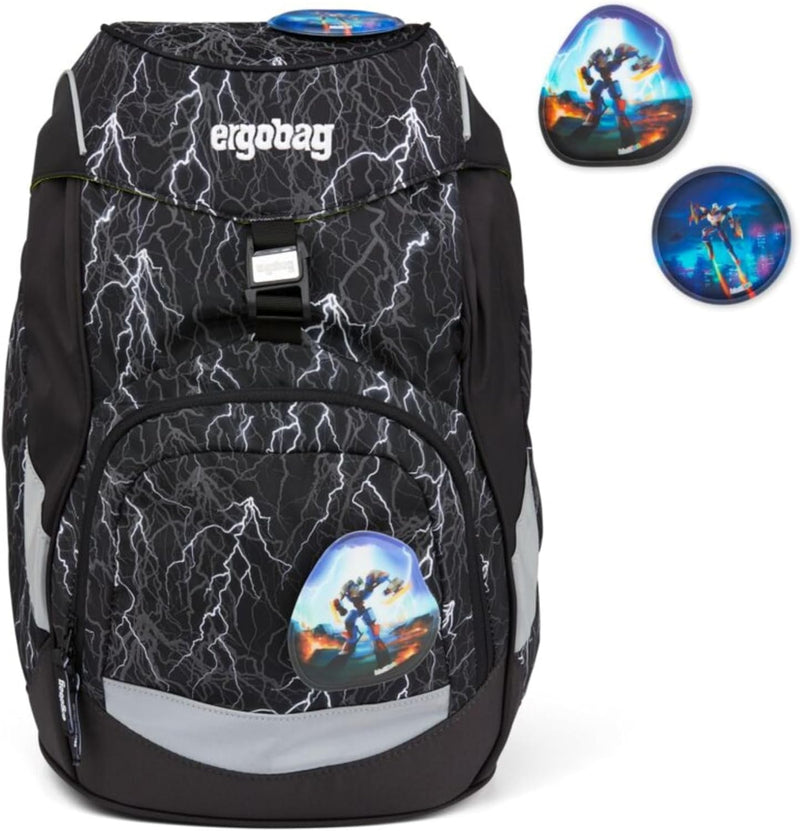 ergobag Prime Rucksack Schule Elementare Ergonomisch - 20L - Spaziale Super Reflect Glow, Einheitsgr