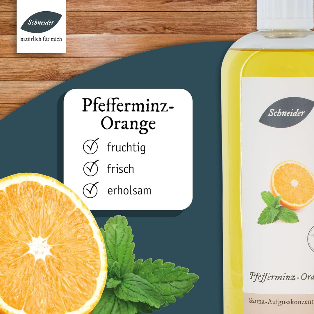 Saunabedarf Schneider - Aufgusskonzentrat, Saunaaufguss Pfefferminz-Orange 1000ml