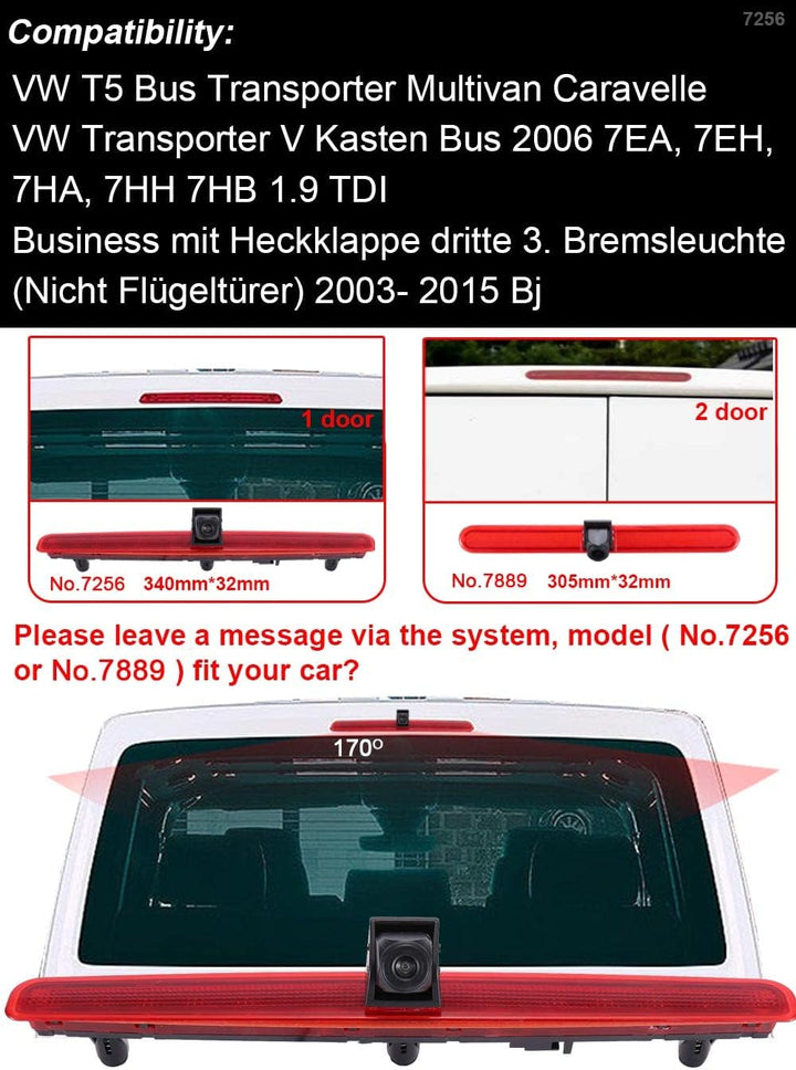 Transporter Van Bremslicht Bremsleuchte Kamera im 3. Bremslicht mit Rückfahrkamera für T5 Bus Transp