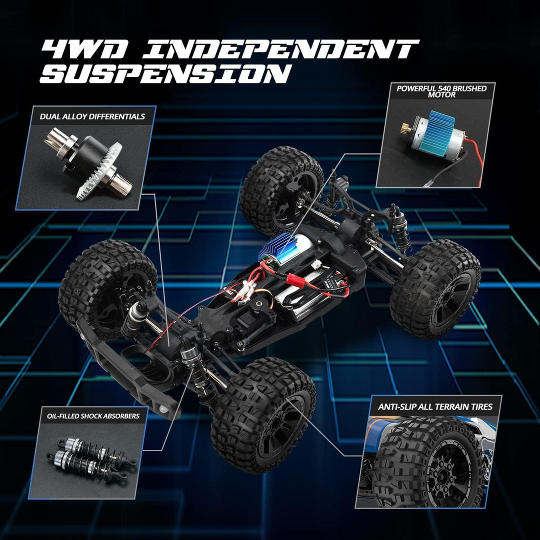 DEERC 9205E RC Ferngesteuertes Auto mit 48 km/h High Speed, 4WD 1:10 RC CAR Off-Road 2.4GHz Funkfern