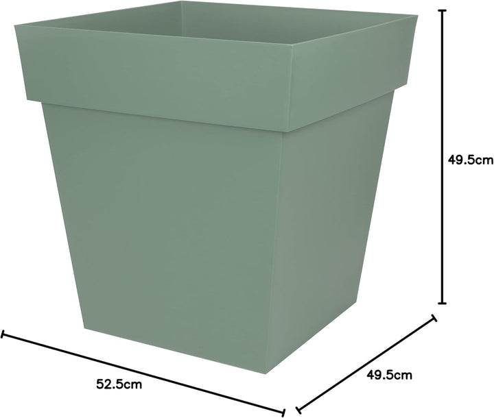 EDA - Blumentopf Toskana, quadratisch, 50 cm – Volumen 87 l – 49,5 x 49,5 x 52,5 cm – Lorbeergrün 49