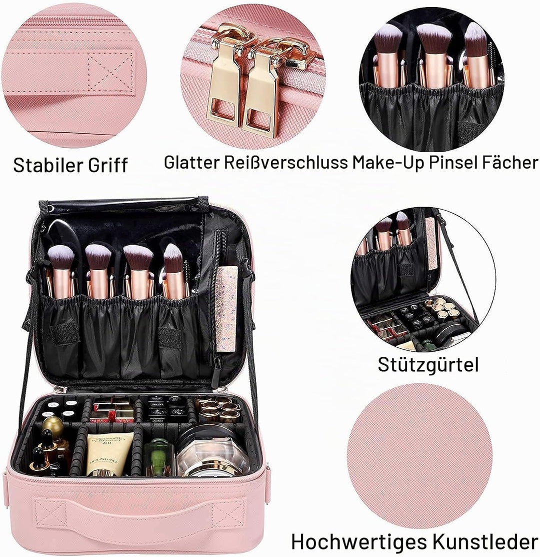 Kosmetiktasche, Kosmetikkoffer Grosse Kapazität Professionelle PU Leder Make Up Organizer Tasche was