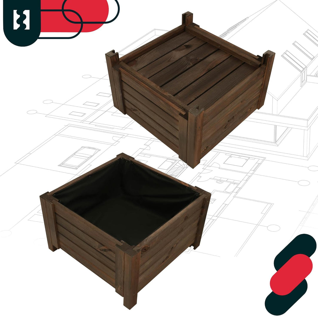 KOTARBAU® Blumenkasten - 50 x 50 x 30 cm - Pflanzkasten mit Vlies - Pflanzkübel gross aussen - Balko