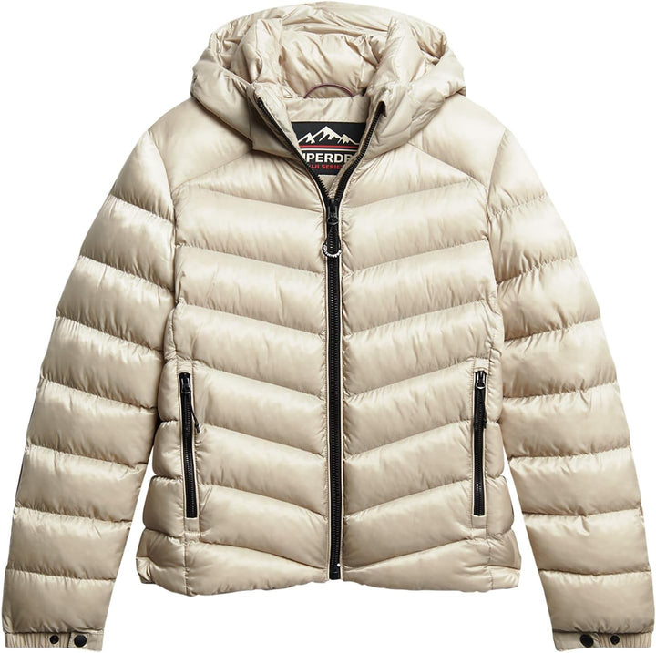 Superdry Damen Kapuzenjacke mit Fuji-polsterung Jacke 36 Pelican Beige, 36 Pelican Beige
