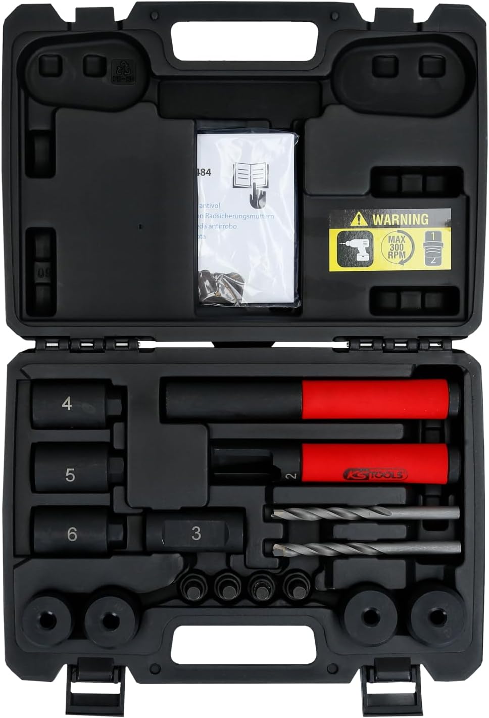 KS Tools 913.1484 Felgenschloss-Ausbohr-Satz, 16-tlg