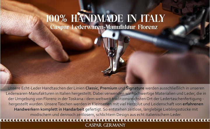 Caspar TL803 klassisch elegante Damen Lederhandtasche Einheitsgrösse Dunkelbraun, Einheitsgrösse Dun