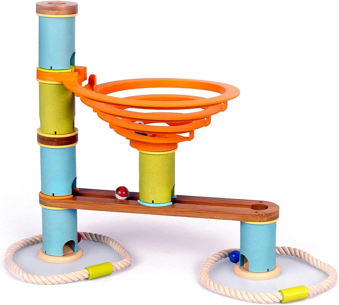 UDEAS Bamboo Kugelbahn Build, Bambus-Zylinder und Murmelbahn, Holz Kugelbahn, Labyrinth für Kinder m
