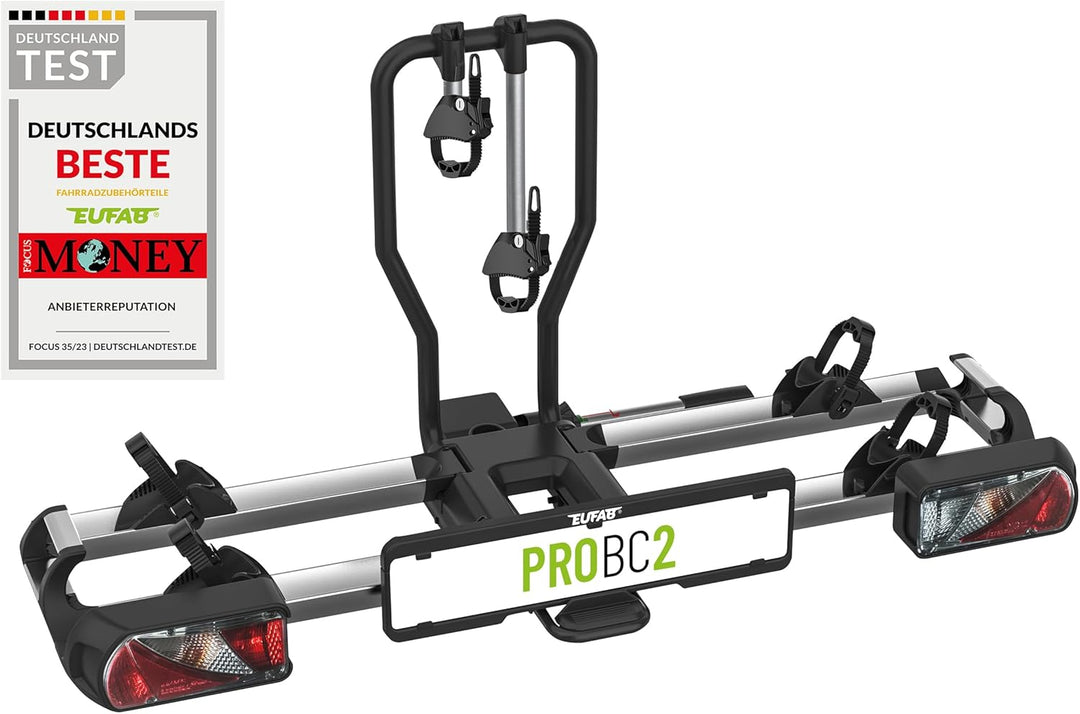EUFAB 11600 Fahrradträger ProBC2, Heckträger für 2 Fahrräder/E-Bikes, 60 kg Nutzlast, vormontiert, a