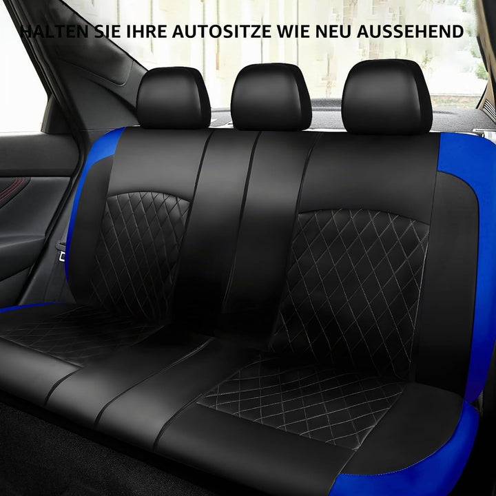 9 Stück Leder Autositzbezüge Sets,Wasserdichtes Sitzbezüge Auto Komplettset,Wasserdicht Vordersitze