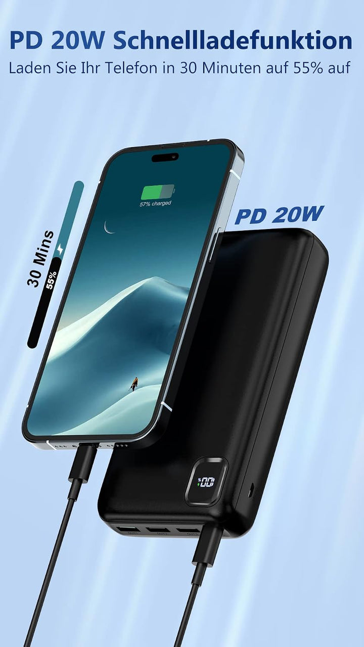 Powerbank 50000mAh, 22.5W Power Bank Schnellladung | 4 Ausgänge &amp; 2 Eingänge, Grosse Kapazität, Trag