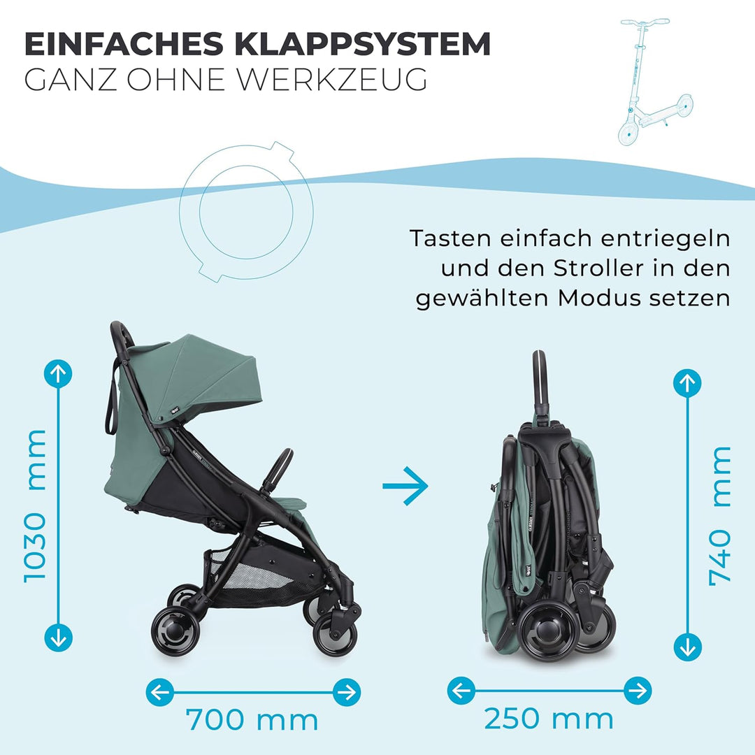 GLOBBER STROLL LITE Kinderwagen – Baby Stroller bis 22 kg - Buggy klein zusammenklappbar - Reisebugg