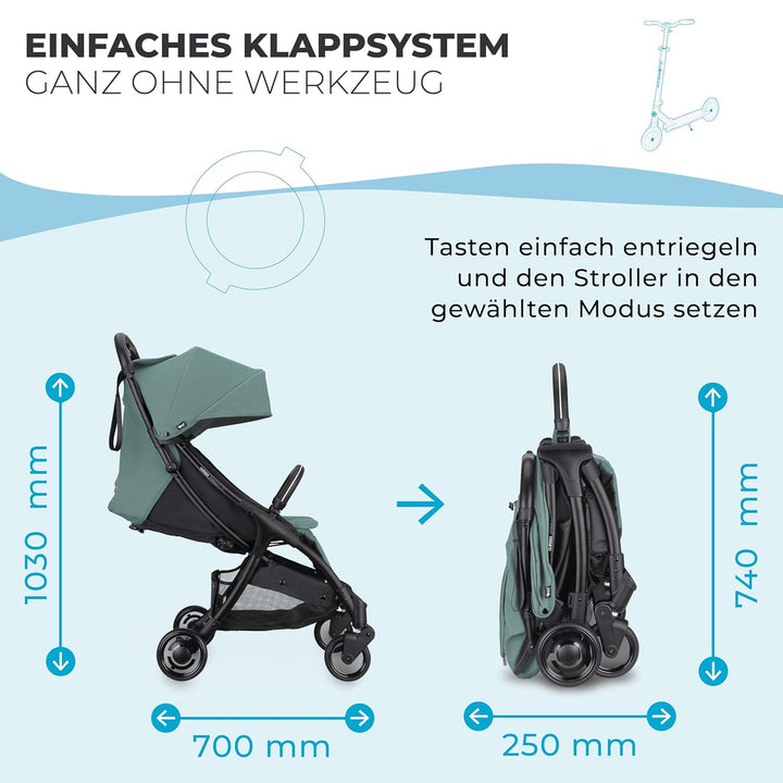 GLOBBER STROLL LITE Kinderwagen – Baby Stroller bis 22 kg - Buggy klein zusammenklappbar - Reisebugg