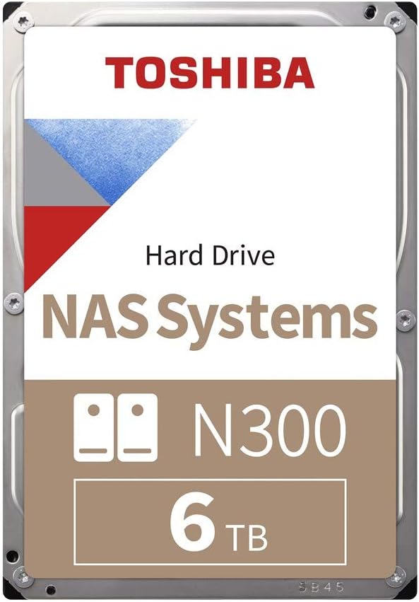 Toshiba 6TB N300 NAS 3.5’’ SATA Internal Hard Drive. 24/7 Operation, Supports 1-8 bay systems, 128MB