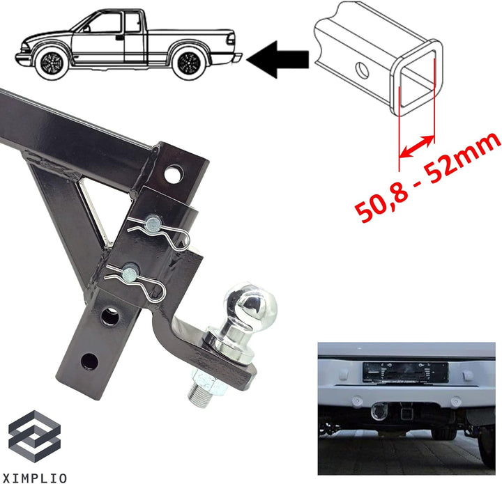 XIMPLIO Adapter für USA-Fahrzeuge mit AHK-Vorbereitung 2 Zoll Einschub für US-Multimount – höhenvers
