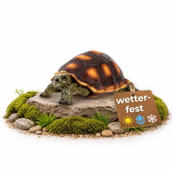 Gartenfigur Schildkröte Klein – Gartendeko aus Polyresin für Garten, Terasse und Balkon – frostbestä