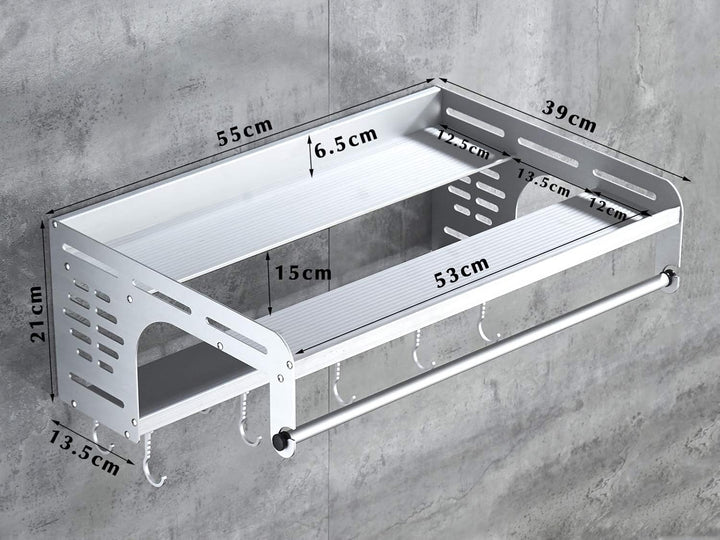 Uziqueif Halterung Mikrowellen Mit 10 Haken Und 2 Ablagen Mikrowellenhalter Ablage Halter Microwelle