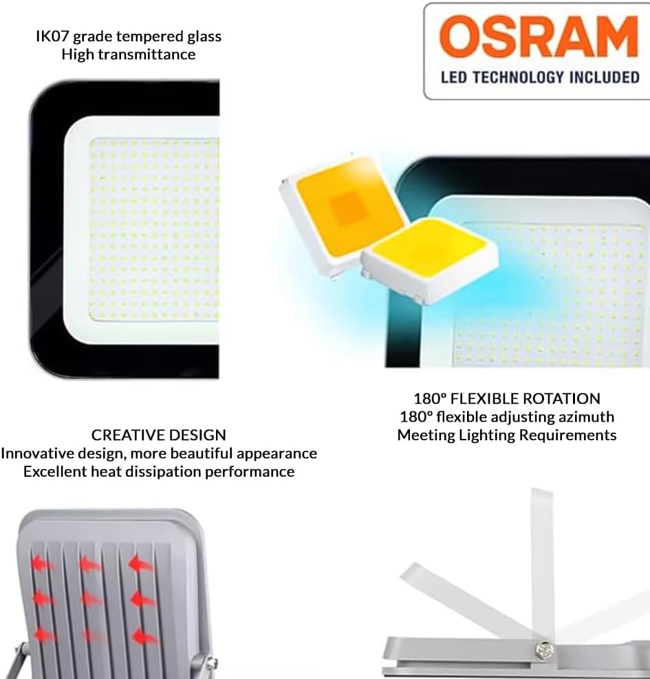 M Ledme - Napoli LED-Strahler, 150 W, 18.000 Lumen, IP65 dimmbar, warmes Licht (3000 k), Aussenbeleu