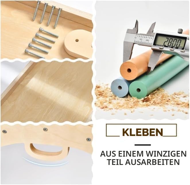BlueWood 7-in-1 Montessori Kletterdreieck mit Kletterbogen und Rutsche, Holzdreieck für Kleinkinder,