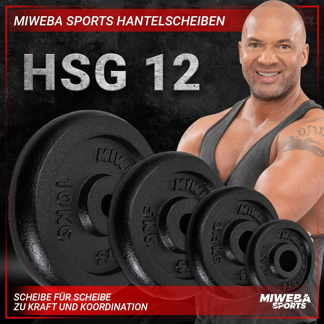 Miweba Sports Hantelscheiben Set HSG | 𝐏𝐫𝐨𝐟𝐢 Hanteln - 1.25-10.0 Kg Hantelscheibe - Hantel Scheiben