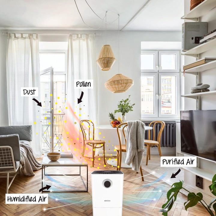 BONECO Luftbefeuchter W200 I 4,5L Wassertank I für Räume bis 50 m² I sehr leise mit 27dB I 2 Leistun