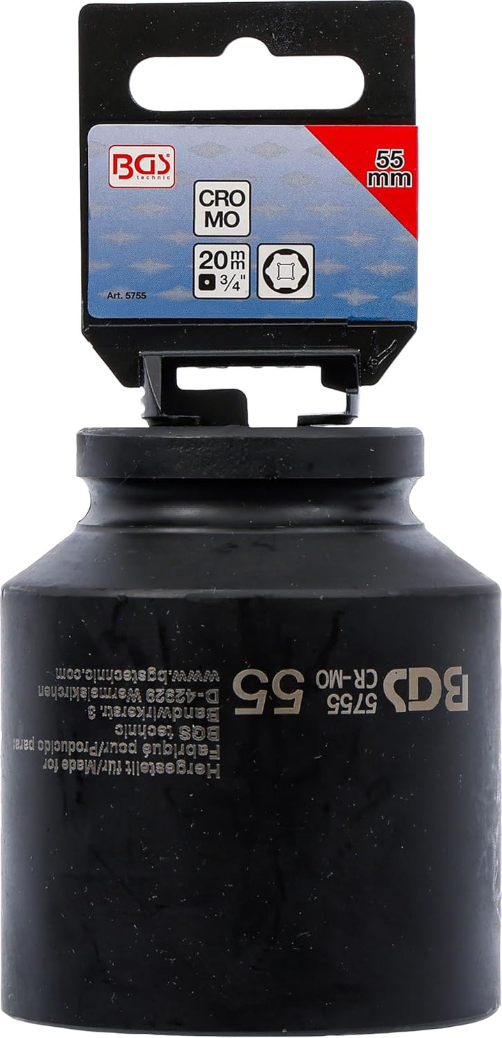 BGS 5755 | Kraft-Steckschlüssel-Einsatz Sechskant, tief | 20 mm (3/4") | SW 55 mm Schlüsselweite: 55