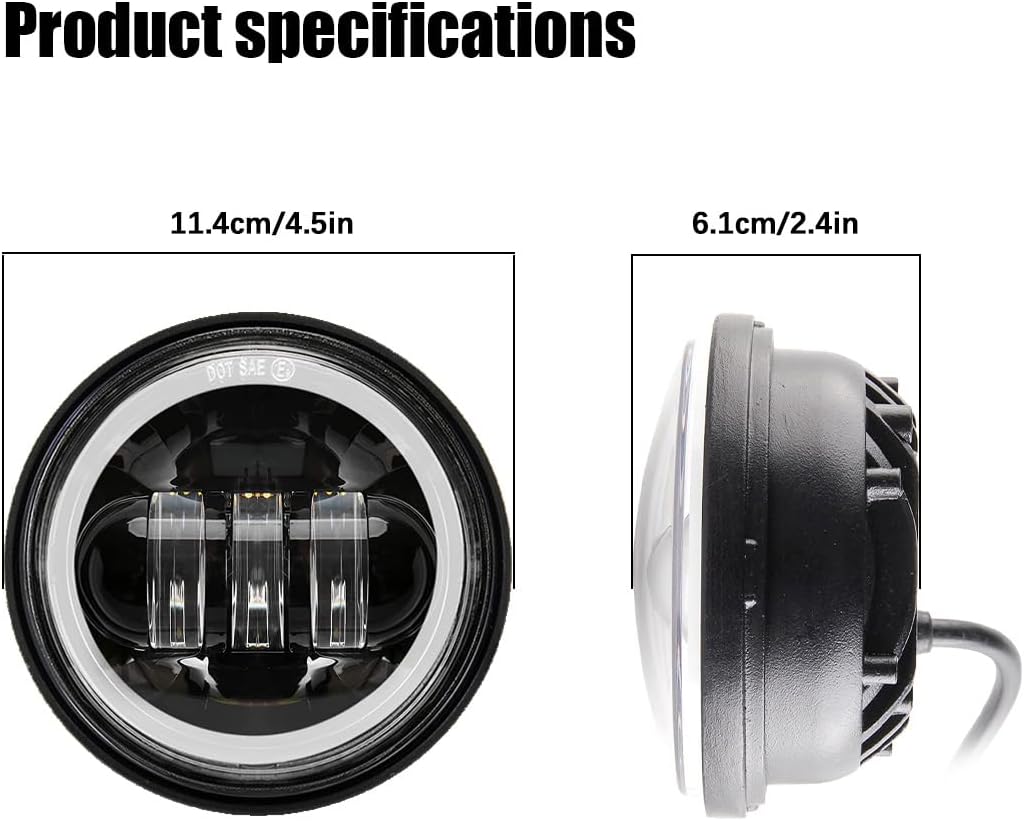SKUNTUGUANG 1 Paar 4,5-Zoll-LED-Nebelscheinwerfer mit Angel Eyes für (Schwarz)