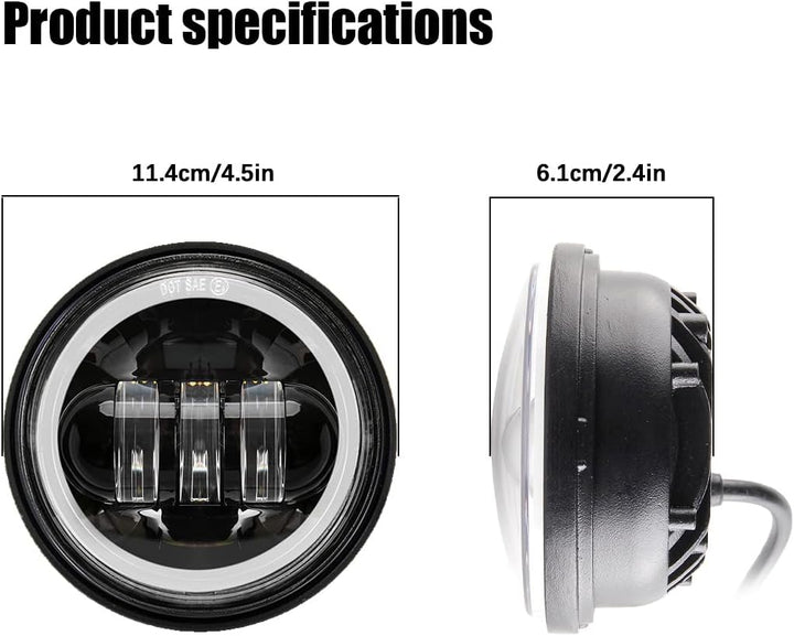 SKUNTUGUANG 1 Paar 4,5-Zoll-LED-Nebelscheinwerfer mit Angel Eyes für (Schwarz)