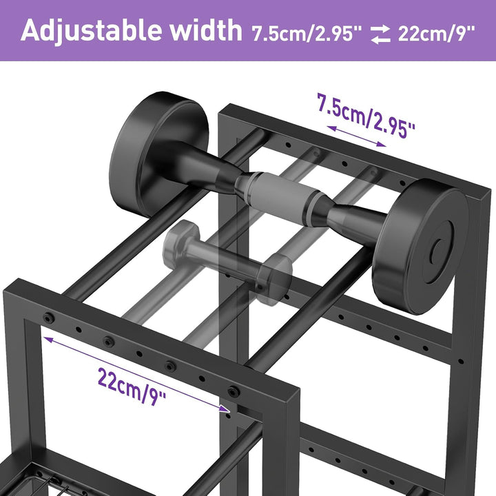 7-Stufiger Hantelständer, Multifunktionale Hantelablage, Home Gym Aufbewahrung für Hanteln, Kettlebe