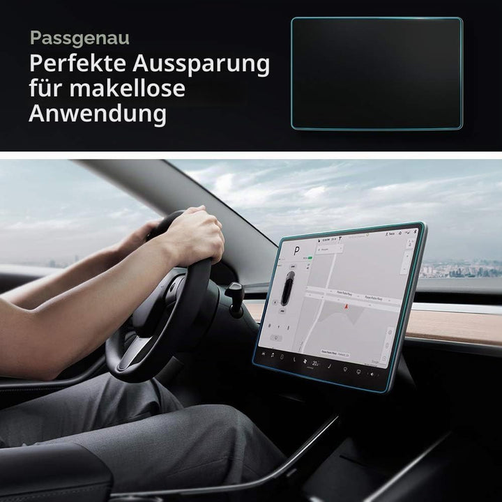 Spigen Glas.tR EZ Fit Schutzfolie kompatibel mit Tesla Model 3 / Y, Schablone für Installation entha
