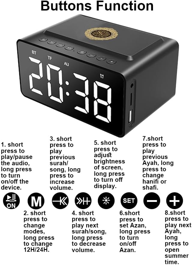 Enceinte Coran, Azan und Uhr, digitale Azan-Tonlage mit 8 Tönen -- Muslime-Armbanduhr, Innendekorati