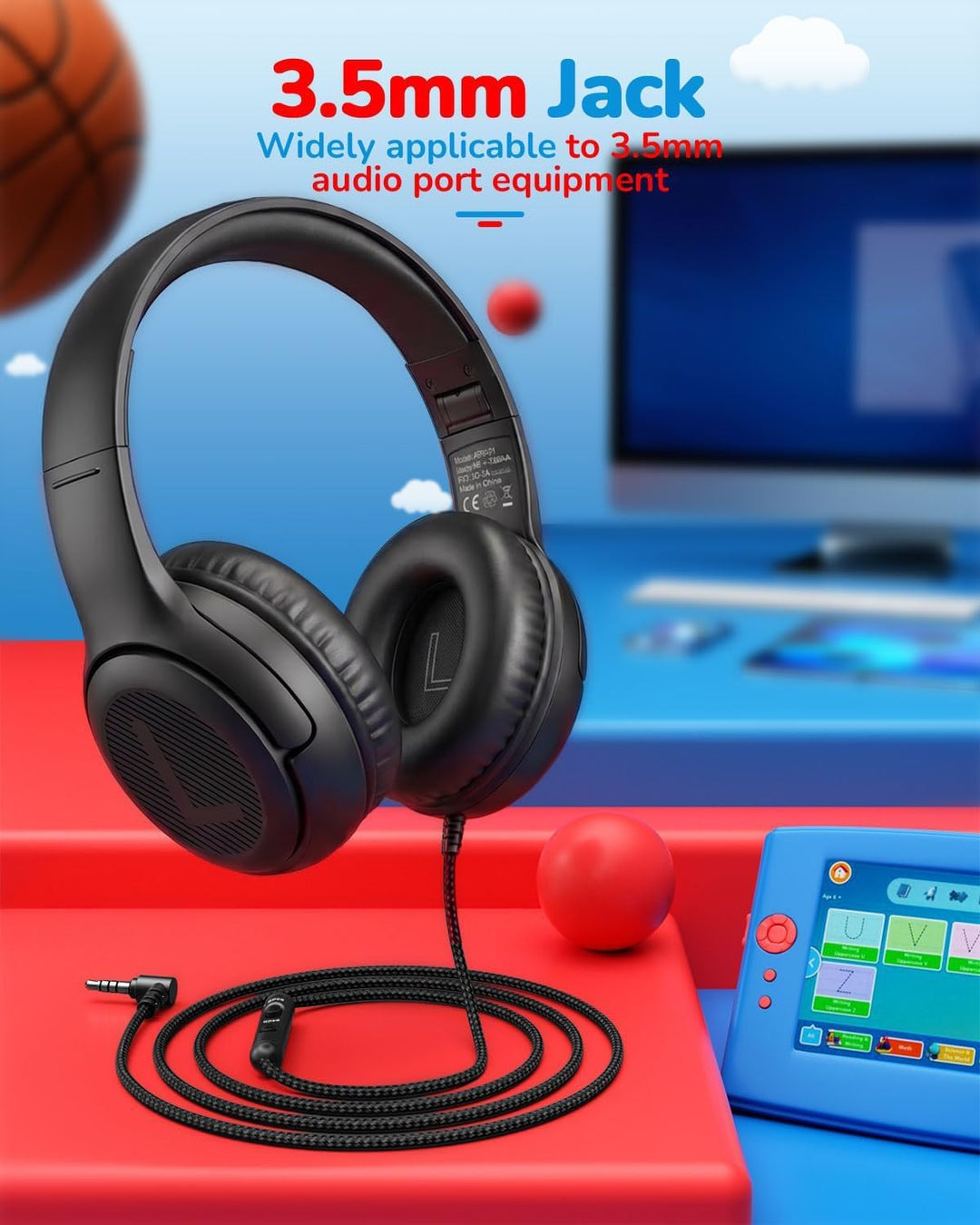 awatrue Kinder Kopfhörer, Kabel Kinderkopfhörer mit Mikrofon, Over Ear Kopfhörer Kinder für Schule/R