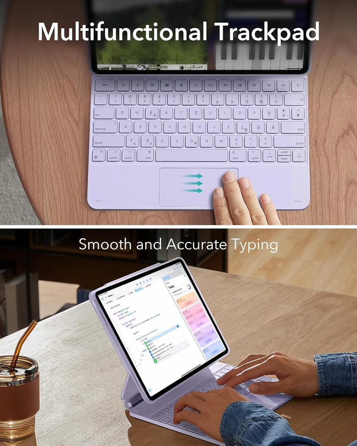 ESR iPad Pro 13 Zoll (M5/M4, 2025/2024) Hülle mit Tastatur, Tastaturhülle mit Einzustellendem Magnet